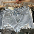 High-Waisted Ripped Denim Shorts