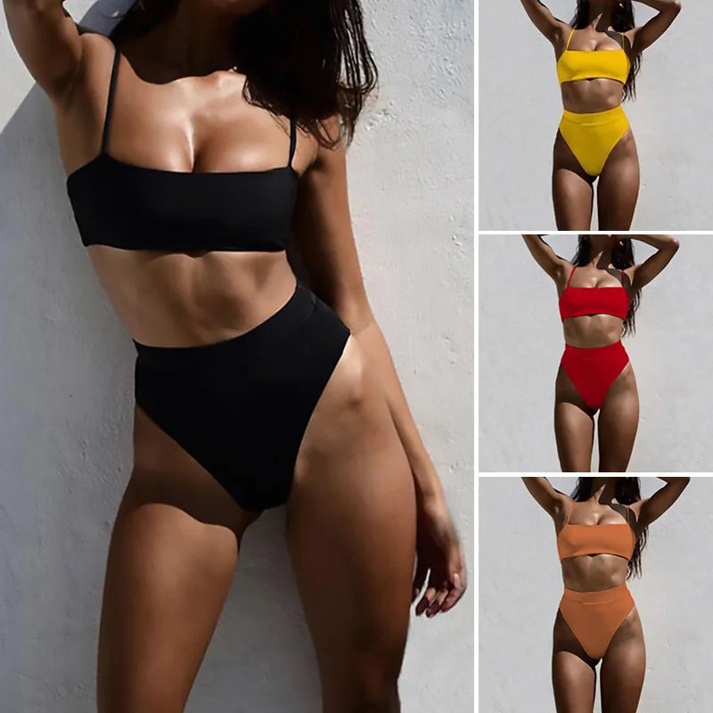 Women Swimwear Push Up Brazilian Bikini Set High Waist Bottom