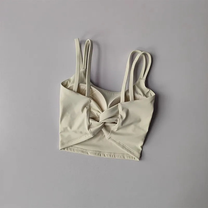 Women's Knotted-Back Sports Bra — Padded Yoga & Gym Top