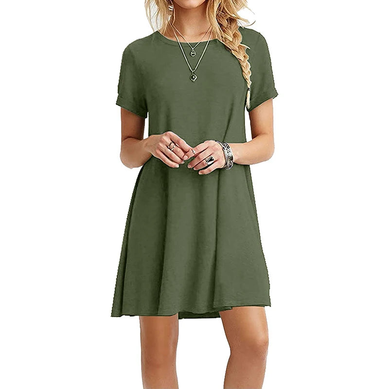 Women's Printed Mini Dress — Loose A-Line Sundress