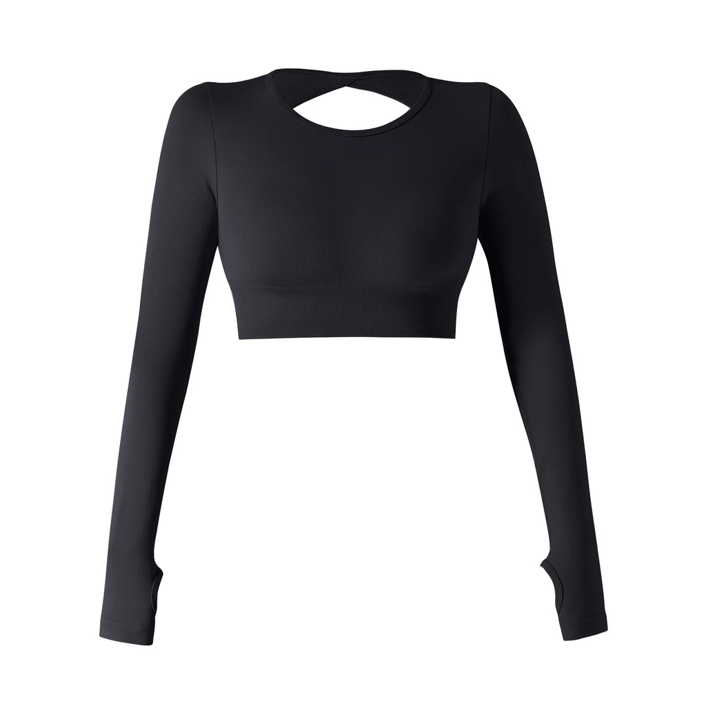 Women Yoga Solid Long Sleeve Sports Top