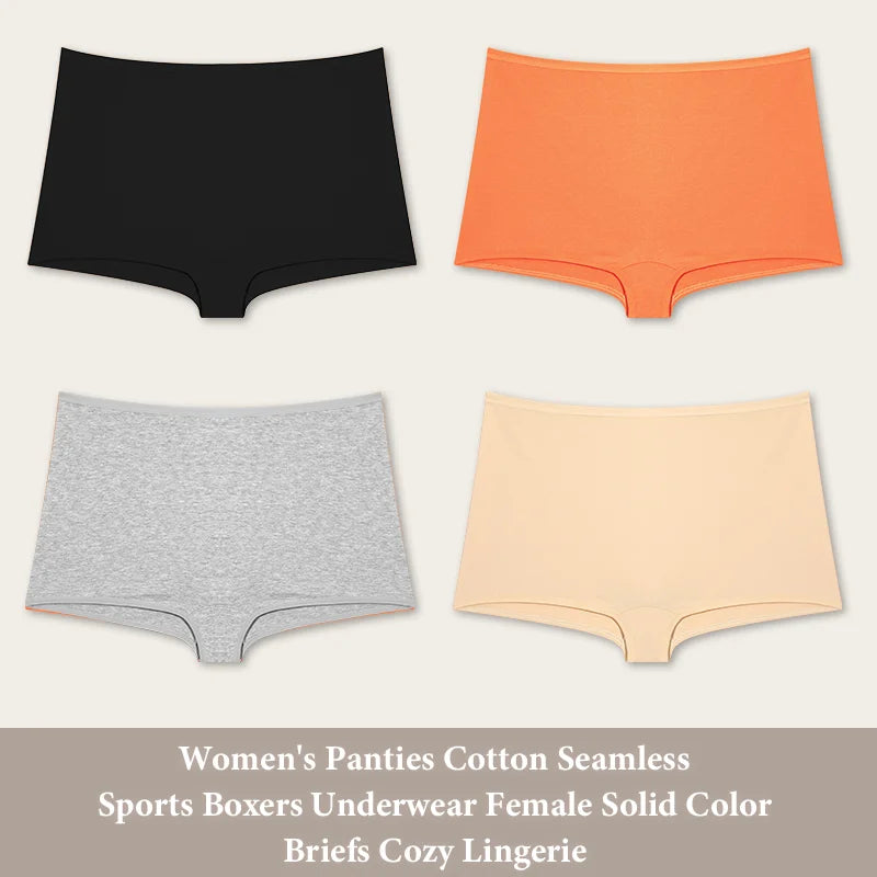 Women's Cotton Seamless Underwear — 4-Pack High-Rise Boyshort Briefs