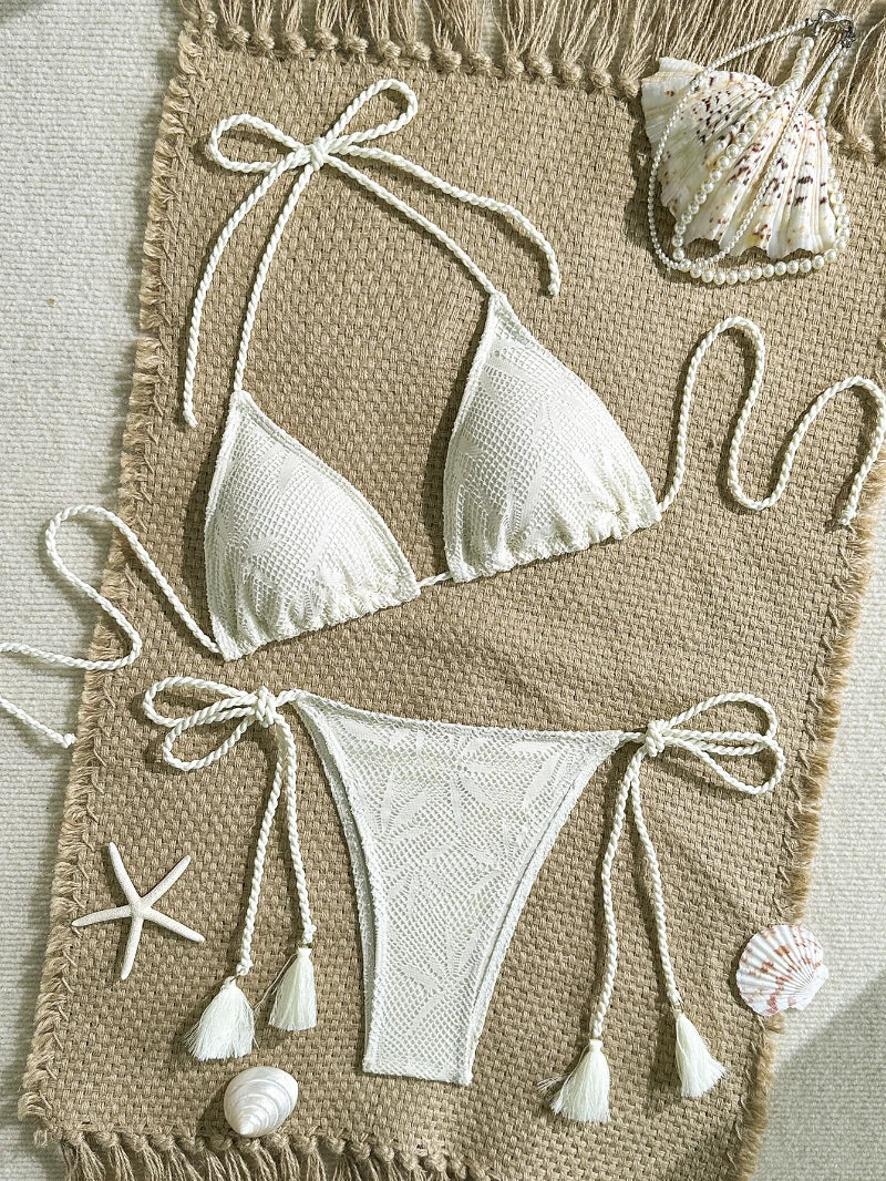 Sexy High Waist Mesh Bikini Pushup Set