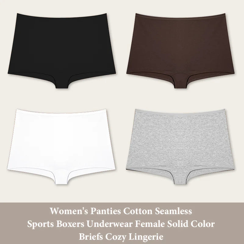 Women's Cotton Seamless Underwear — 4-Pack High-Rise Boyshort Briefs