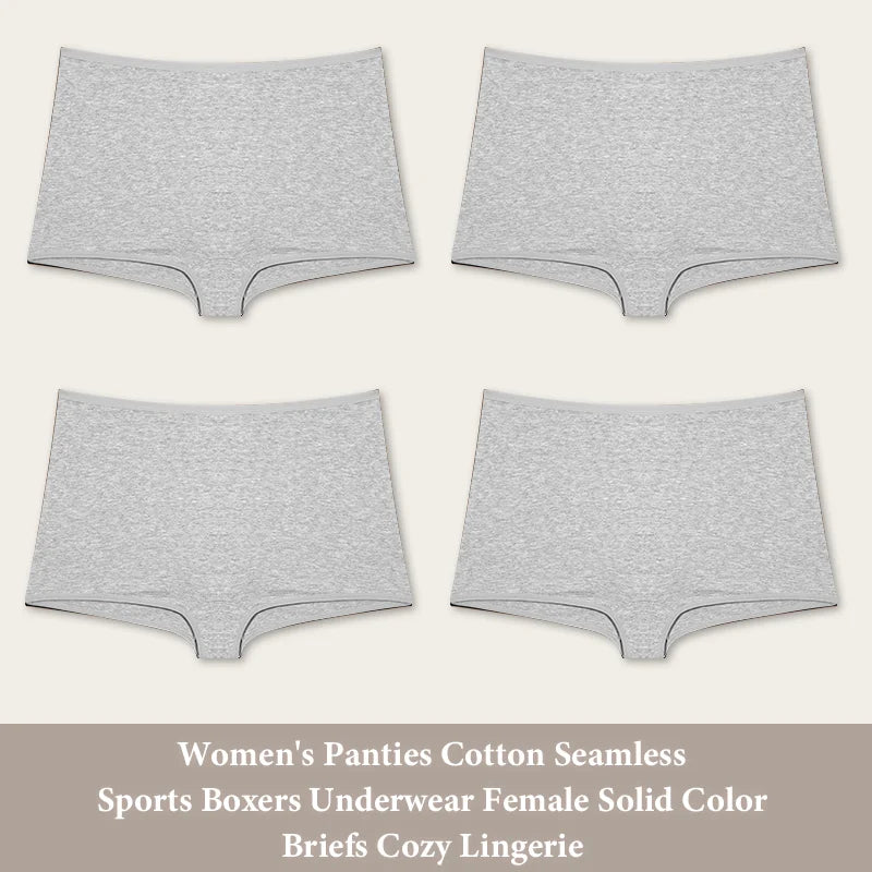 Women's Cotton Seamless Underwear — 4-Pack High-Rise Boyshort Briefs