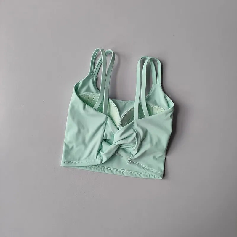 Women's Knotted-Back Sports Bra — Padded Yoga & Gym Top