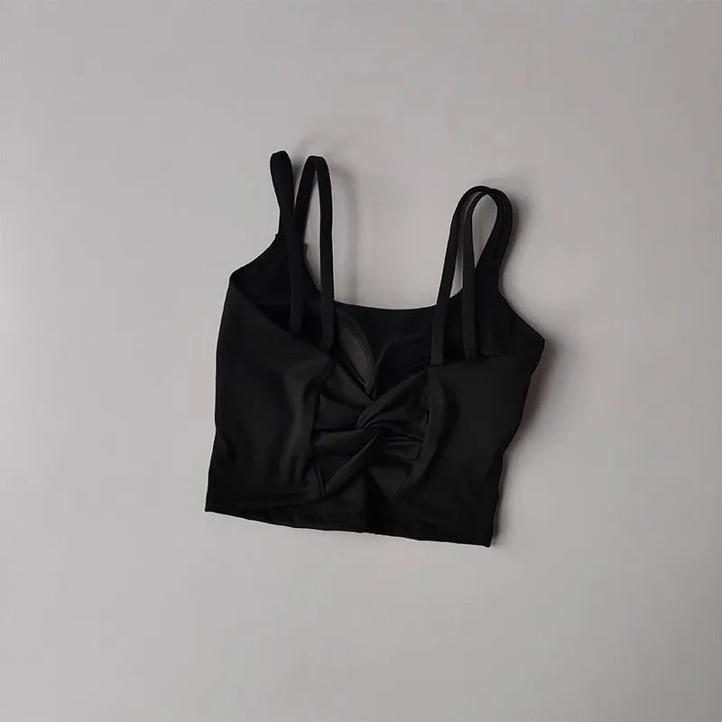 Women's Knotted-Back Sports Bra — Padded Yoga & Gym Top