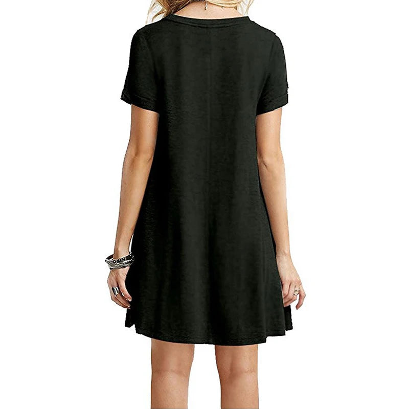 Women's Printed Mini Dress — Loose A-Line Sundress