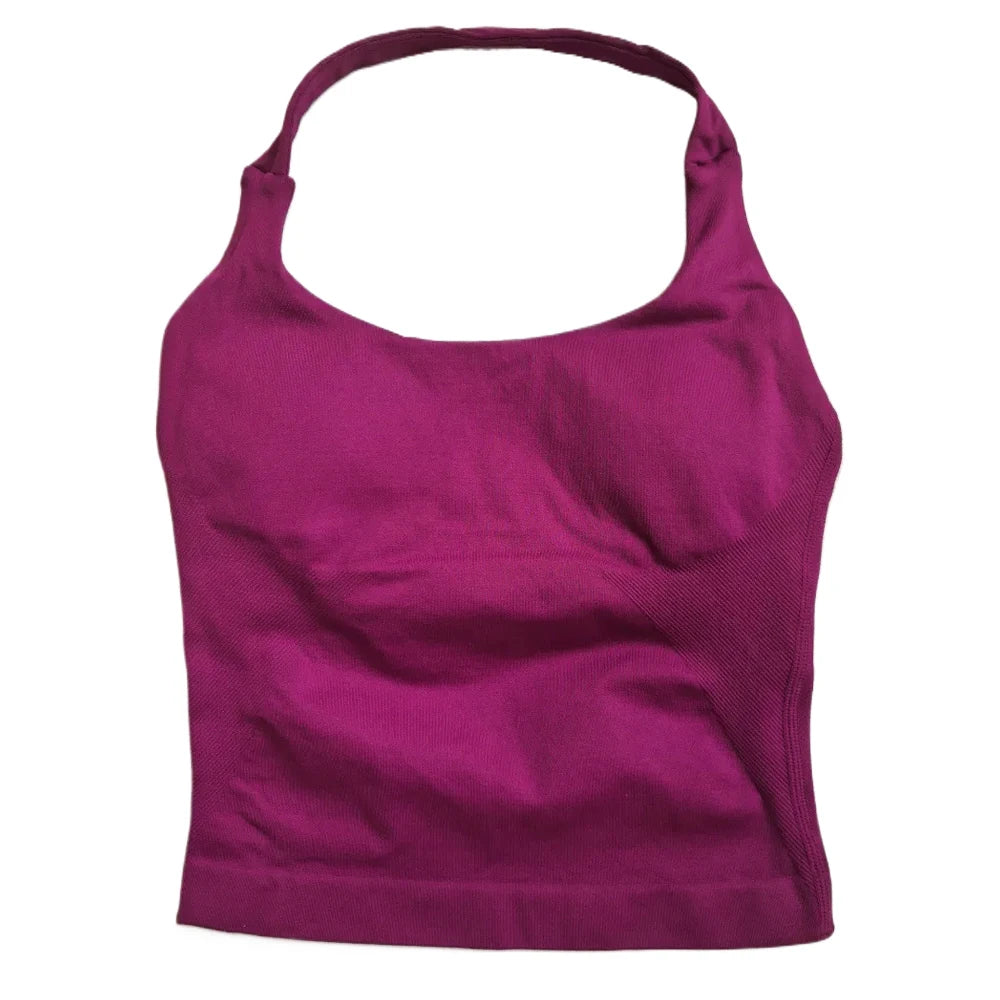 Women's Seamless Halter Tank Top — Padded Sports Bra Workout Vest