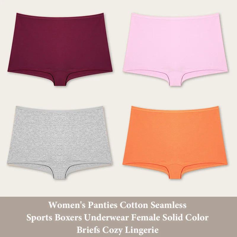 Women's Cotton Seamless Underwear — 4-Pack High-Rise Boyshort Briefs