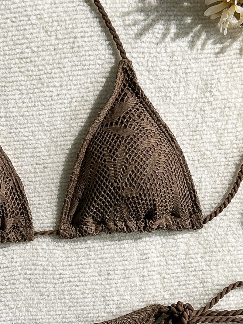 Sexy High Waist Mesh Bikini Pushup Set