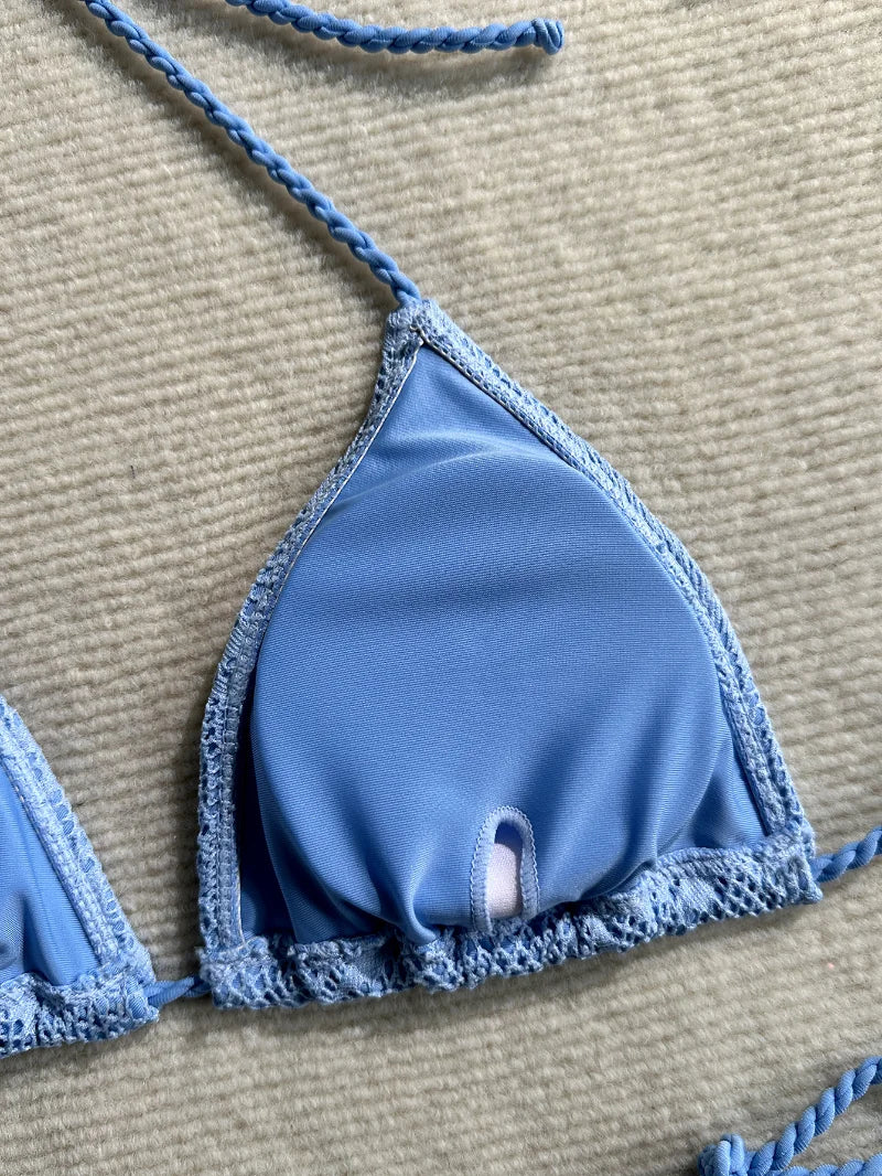 Sexy High Waist Mesh Bikini Pushup Set