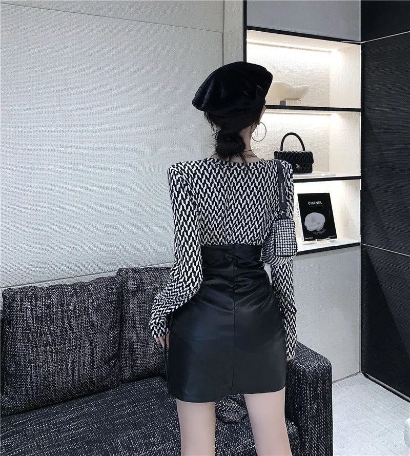 Black PU Leather High Waist Mini Skirt