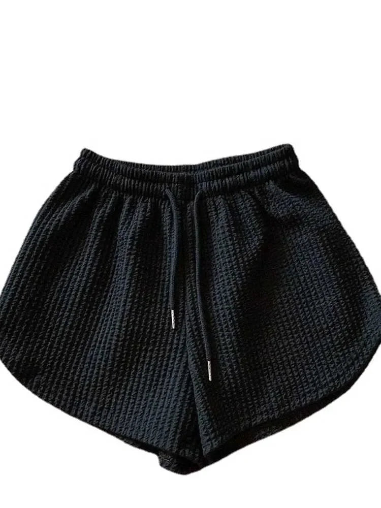 Women's High-Waist Drawstring Wide-Leg Shorts