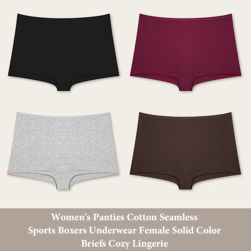 Women's Cotton Seamless Underwear — 4-Pack High-Rise Boyshort Briefs