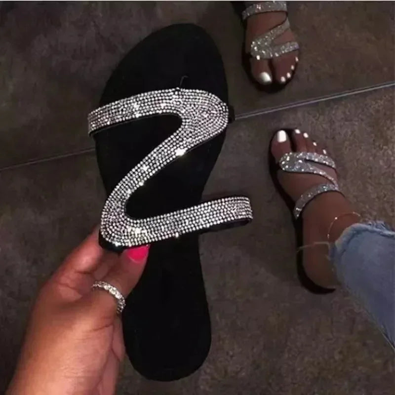 Women Summer Sandals With Rhinestones Comfortable Light Shoes