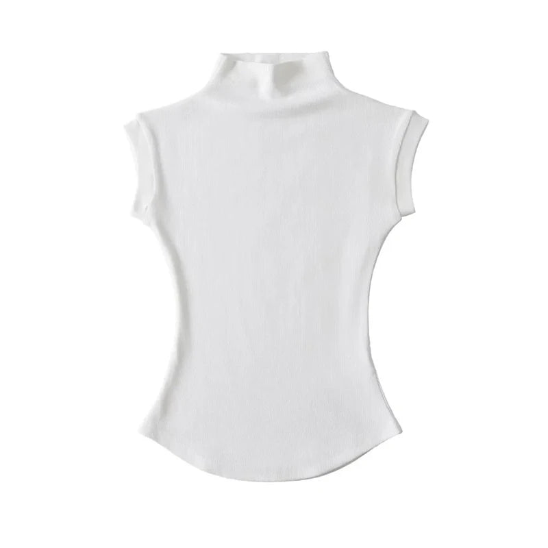 Women Summer Turtleneck Sleeveless Tops