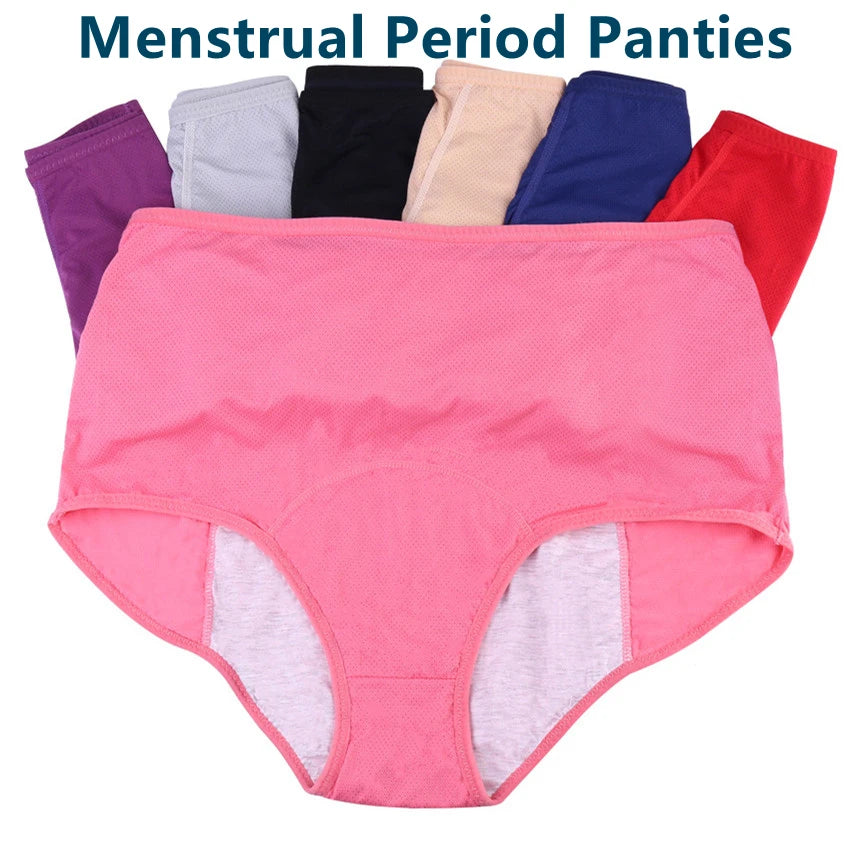 Women's Plus Size High-Waist Period Panties — 3-Layer Leak-Proof Briefs