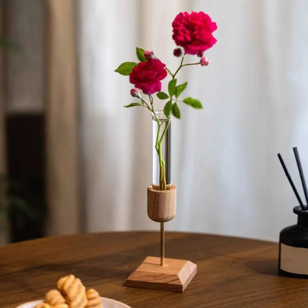 Wood & Glass Hydroponic Vase | Minimalist Home Décor