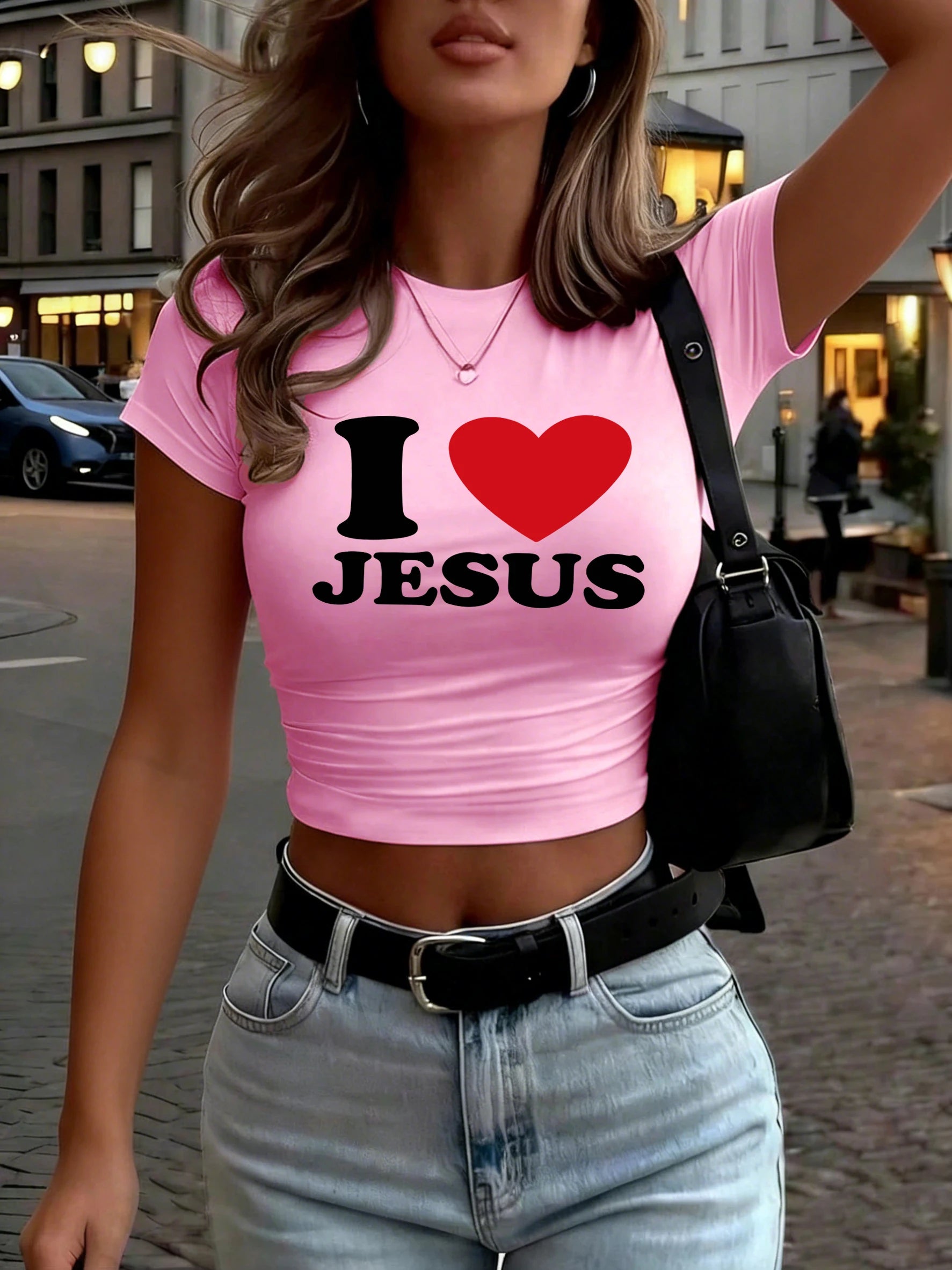 I Love Jesus Crop T-Shirt | Women's Christian Tee