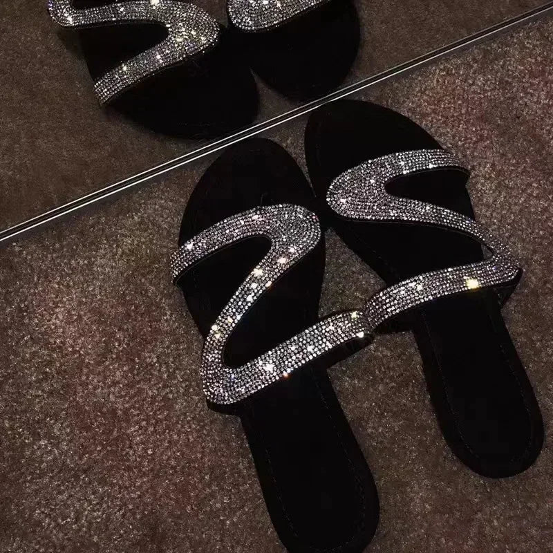 Women Summer Sandals With Rhinestones Comfortable Light Shoes