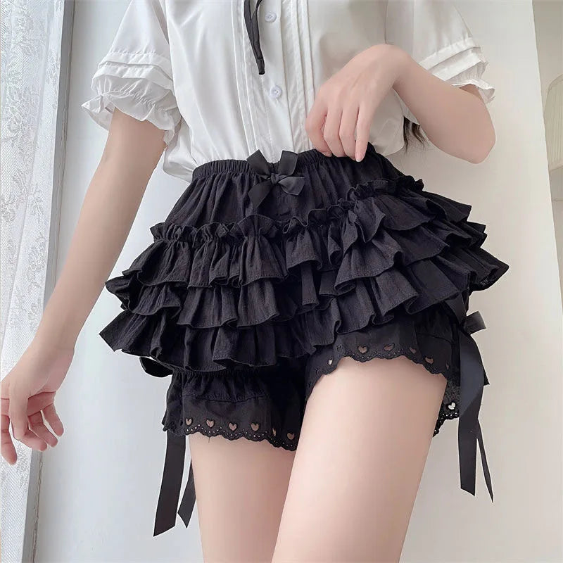 Lace Bow Chiffon Skort
