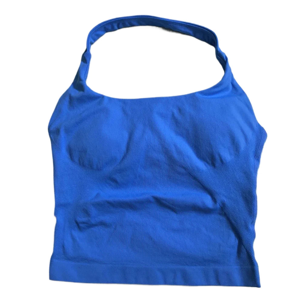 Women's Seamless Halter Tank Top — Padded Sports Bra Workout Vest