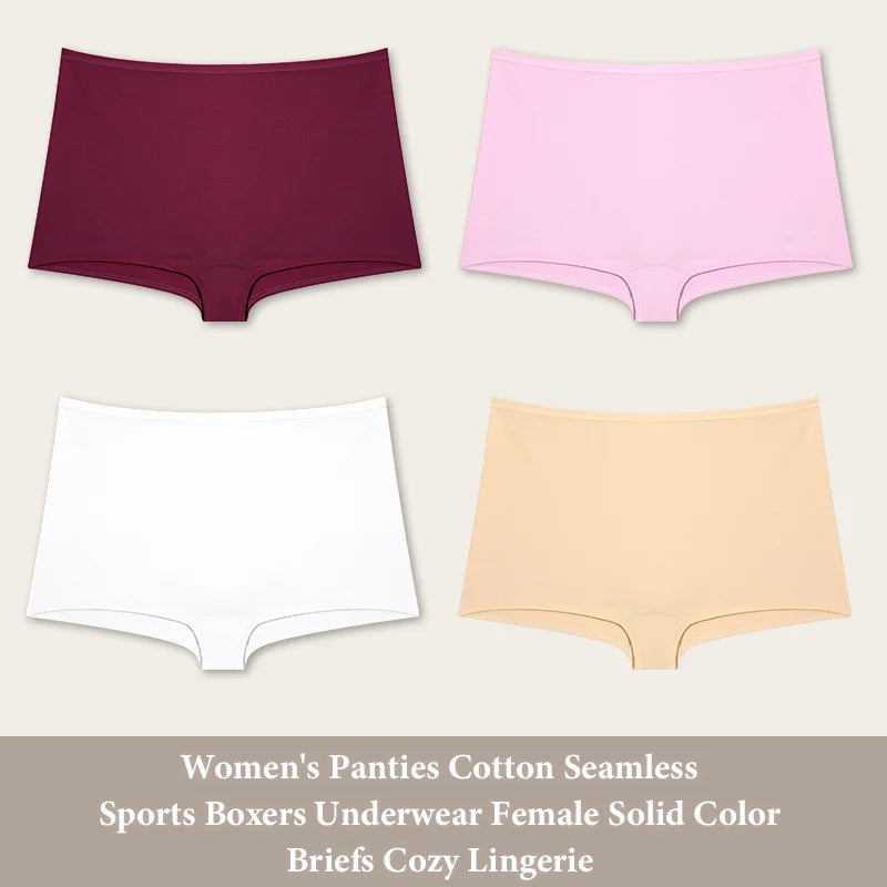 Women's Cotton Seamless Underwear — 4-Pack High-Rise Boyshort Briefs