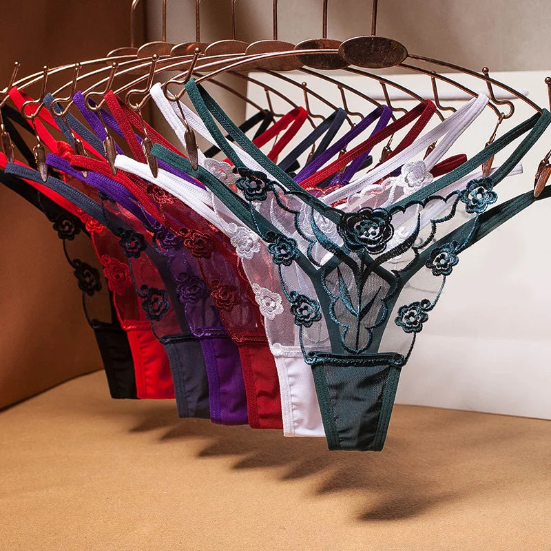 Women Panties Sexy Embroidery  Panty Transparent Underwear