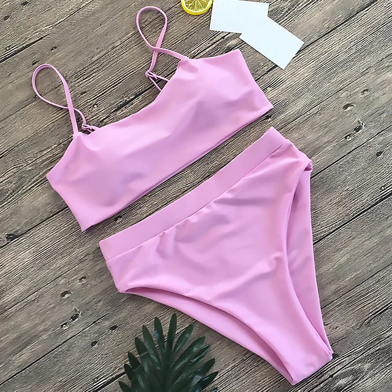 Women Swimwear Push Up Brazilian Bikini Set High Waist Bottom