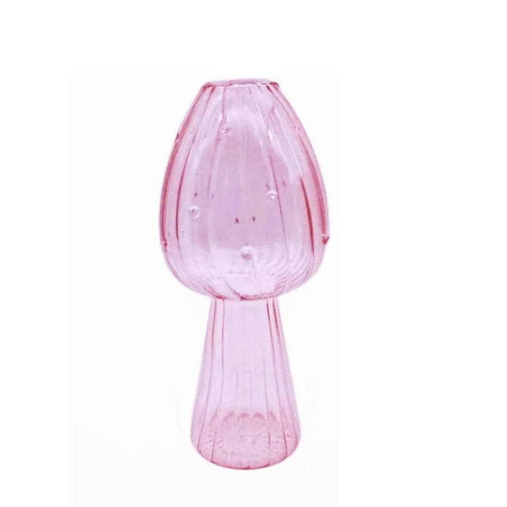 Mushroom Shaped Flower Vase Transparent Glass Vase