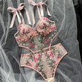 Floral Lace Underwire Bra & Panties Set